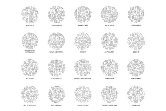 Abstract Linear Concept Layout for Graphics and Icons