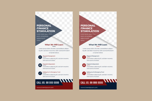 Banner Vertical Blue Red Finance Graphics