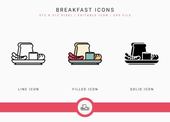 Breakfast Icons Set for Graphics and Icons