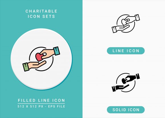 Charitable Icons Set for Graphics and Icons