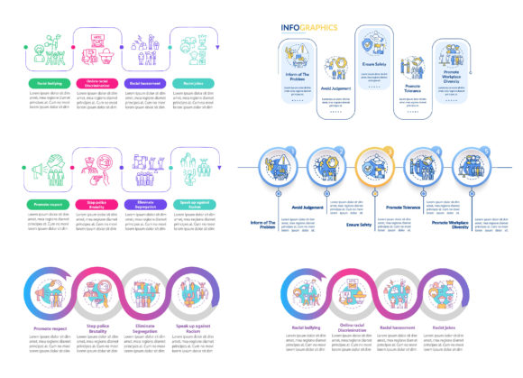 Ethnic Inequality Vector Infographic Set: Graphics for Real Content Publishing