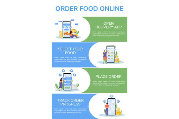 Food Order Flat Color Vector Infographic for Marketing and Branding