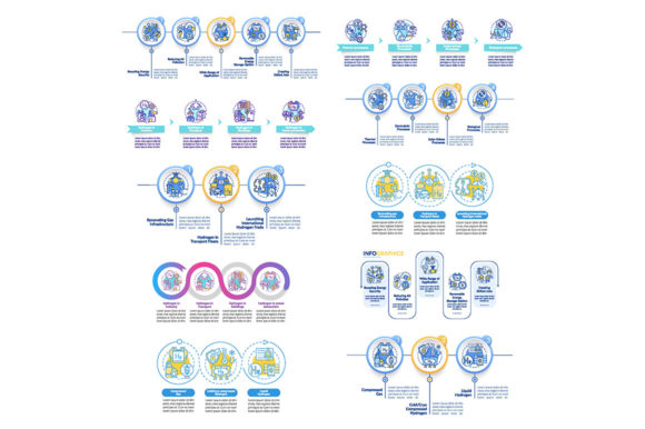 Hydrogen Production Vector Infographic Graphics