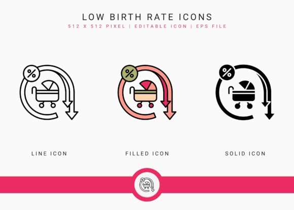 Low Birth Rate Icons Set Review