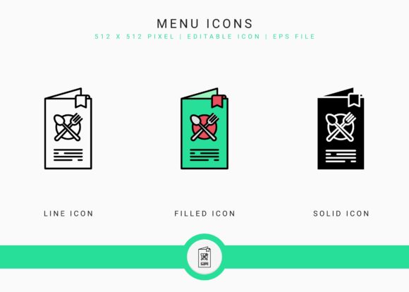 Menu Icons Set for Graphic Design