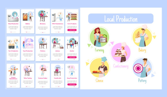 Production Fields Onboarding Mobile App: Graphic Templates for Modern Design
