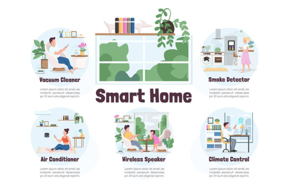 Smart Home Flat Color Vector Graphics